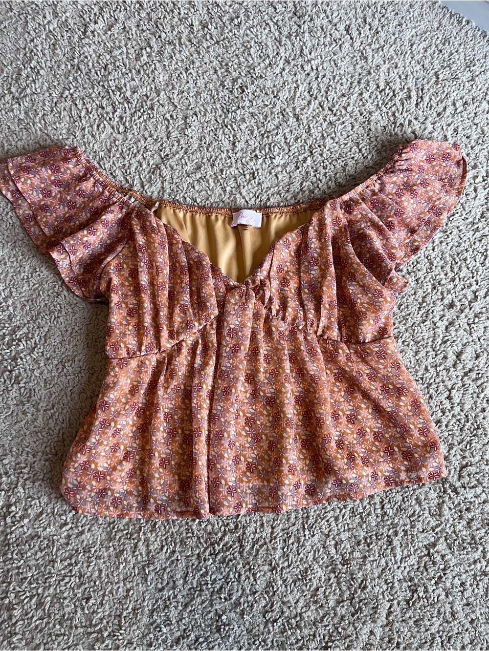 Pink Lily Rust-Pink Floral Crop Top